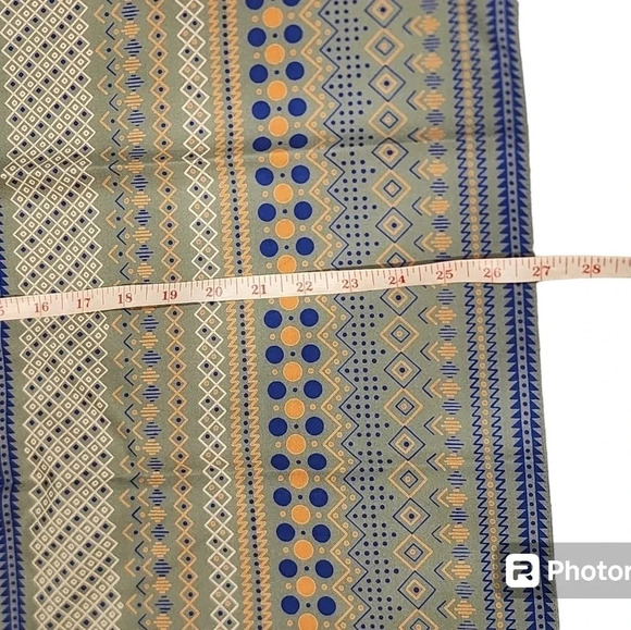 VINTAGE 70S LIGHT GREEN CIRCLES DESIGNED SCARF - Picture 4 of 4